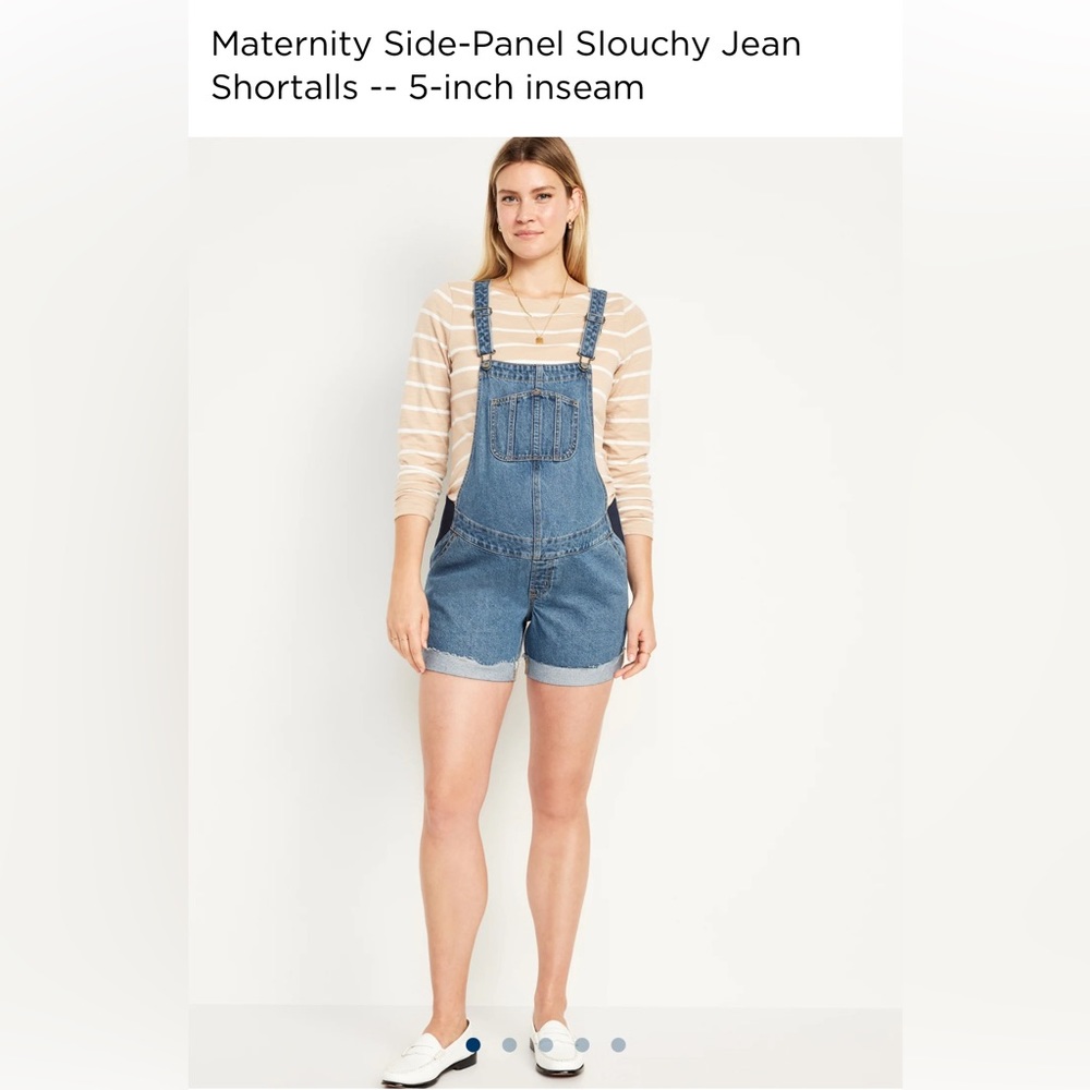 Old Navy Maternity Side-Panel Slouchy Jean Shortalls -- 5-inch inseam. Size M